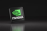 Nvidia logo in three dimensions isolated on dark background