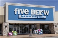 Five Below Retail Store. Five Below is a chain that sells products that cost up to 5 dollars.