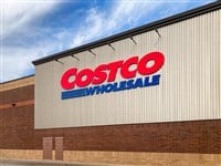 ST. PAUL, MN, USA - FEBRUARY 6, 2023: Costco Wholesale retail exterior and trademark logo.