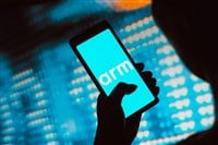 the Arm Holdings logo is displayed on a smartphone screen