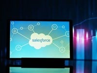 Germany - April 2, 2024: In this photo illustration,  Salesforce Inc  logo seen displayed on a tablet