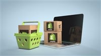 Shopify, E-commerce Social Media Concept, E-commerce Platforms. 3D Visual Design — Stock Editorial Photography