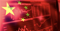 The stock exchange and flag of China — Photo