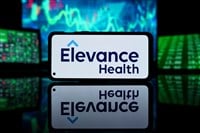 New York, United States of America - 2023 March 29: Elevance health company on stock market. Elevance health financial success and profit - Stock Editorial Photography