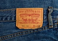 ZAGREB , CROATIA - AUGUST 24 , 2014 : one of the Levis Jeans label close up , product shot