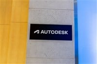 Autodesk sign on the wall at its headquarters in San Francisco, California, USA - June 6, 2023. Autodesk, Inc. is an American multinational software corporation. — Stock Editorial Photography