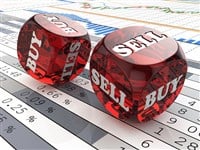 Stock market concept. Dice on financial graph. - stock image