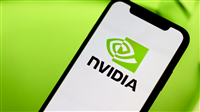 In this photo illustration, the nVIDIA logo is displayed on a smartphone — Stock Editorial Photography