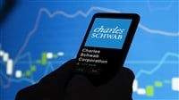 January 15th 2024. The logo of Charles Schwab Corporation on the screen of an exchange. Charles Schwab Corporation price stocks, $SCHW on a device. — Stock Editorial Photography