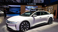 Lucid Air electric luxury sedan car at the Geneva International Motor Show. Switzerland - Feb 26, 2024. — Stock Editorial Photography