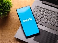 Assam, india - February 19, 2021 : SoFi logo on phone screen stock image. - Stock Editorial Photography