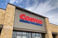 ST. PAUL, MN, USA - FEBRUARY 6, 2023: Costco Wholesale retail exterior and trademark logo.