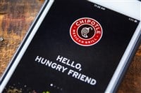 LAS VEGAS, NV - September 22. 2016 - Chipotle App On Apple iPhone Screen. Splash Screen Display. Selective Focus.