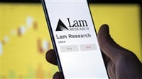 April 09th 2024 , Fremont, California. Close up on logo of Lam Research on the screen of an exchange. Lam Research price stocks, $LRCX on a device. — Stock Editorial Photography