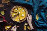 Photo of a pumpkin piece, some of it sliced into pieces; symbolizing shareholders owning a piece of a company's pie and receiving dividend payments.