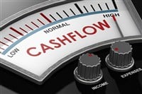 Indicator for cashflow with income and expenses knobs,