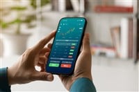 Businessmen work with stock market investments using smartphone to analyze trading data. smartphone with stock exchange graph on screen. Financial stock market.