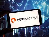 Konskie, Poland - February 24, 2024: Pure Storage company logo displayed on mobile phone - Stock Editorial Photography