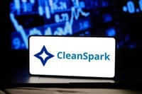 December 30, 2023, Brazil. In this photo illustration, the CleanSpark, Inc. logo is displayed on a smartphone screen - Stock Editorial Photography