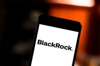 May 28, 2019, Brazil. In this photo illustration the BlackRock logo is displayed on a smartphone - Stock Editorial Photography