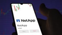 April 04th 2024. The logo of NetApp on the screen of an exchange. NetApp price stocks, $NTAP on a device. — Stock Editorial Photography