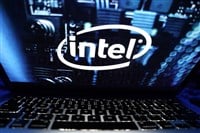 Computer with the logo of Intel Corporation which is the largest manufacturer of integrated circuits in the world.THURSDAY, NOVEMBER 21, 2022. UNITED STATES, CALIFORNIA. — Stock Editorial Photography