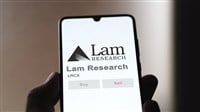 April 09th 2024 , Fremont, California. Close up on logo of Lam Research on the screen of an exchange. Lam Research price stocks, $LRCX on a device. — Stock Editorial Photography