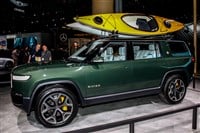 NEW YORK, NY, USA - APRIL 17, 2019: Rivian is new electric vehicle shown at the New York International Auto Show 2019, at the Jacob Javits Center. This was Press Preview Day One of NYIAS