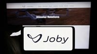 Joby Aviation logo. Joby Aviation is a USA company creating an electric aircraft for air taxi services