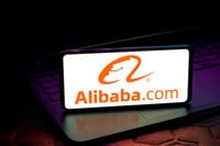 May 8, 2023, Brazil. In this photo illustration, the Alibaba logo is displayed on a smartphone screen