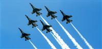 Air Force's Thunderbirds flew over New York City in a salute to health care workers, first responders, and other essential personnel during the coronavirus (COVID-19) pandemic — Photo