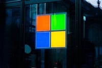 Berlin, Germany - August 16, 2018: Microsoft logo on the store in Berlin. — Stock Editorial Photography