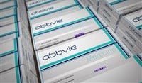 Poznan, Poland, October 25, 2023: Abbvie tablets box production line. Pharmaceutical company. Pills pack factory. Abstract concept 3d rendering illustration.