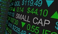 Photo of the words small cap on a stock ticker board