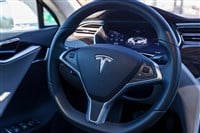 Kiev, Ukraine June 06, 2018: Interior of an electric car Tesla Model S with a large touch screen panel. — Stock Editorial Photography