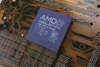 KYIV, UKRAINE - Jan. 28, 2018. AMD 5K86 - P75 processor on motherboard. — Photo by zim90