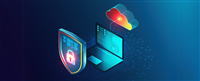 Cloud-based Cybersecurity Software - Endpoint Security Solutions Concept with Virtual Shield and Laptop Connected to the Digital Cloud - 3D Illustration — Photo