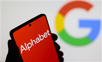 July 24, 2024, Paraguay. In this photo illustration, the Alphabet Inc. logo seen displayed on a smartphone screen and the Google logo in the background — Stock Editorial Photography