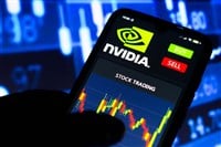  In this photo illustration the Nvidia Corporation logo seen on a smartphone screen with stock trading