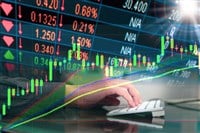 Finance stock board with graph market volatility — Photo