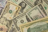 Background of different dollar banknotes — Stock Editorial Photography