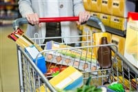 Cropped image of woman pushing trolley — Photo