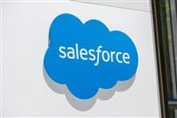 Salesforce cloud logo at software company headquarters. Close up - San Francisco, California, USA - 2021 — Illustration