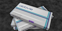 Poznan, Poland, October 25, 2023: Abbvie tablets box production line. Pharmaceutical company. Pills pack factory. Abstract concept 3d rendering illustration. — Stock Editorial Photography