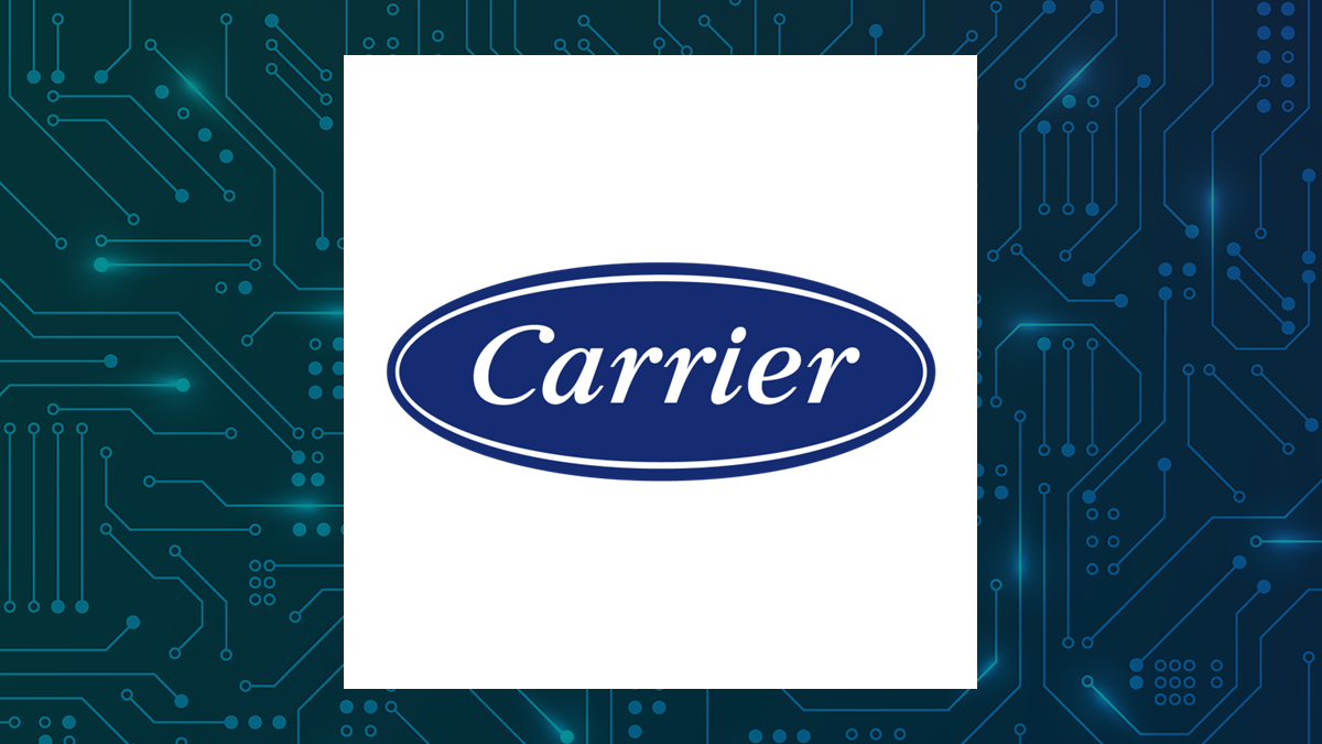 Carrier Global logo with Computer and Technology background