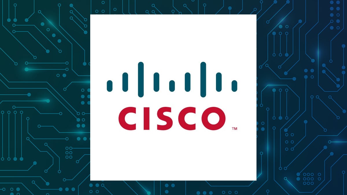Cisco Systems logo with Computer and Technology background