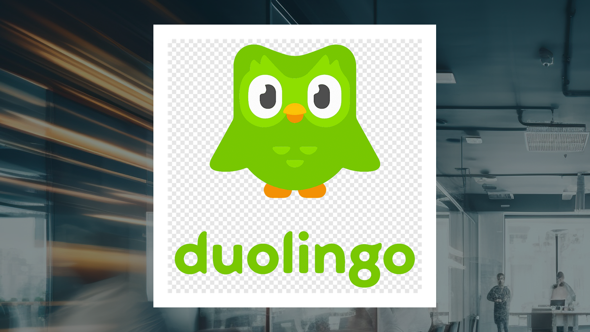 Duolingo logo with Business Services background