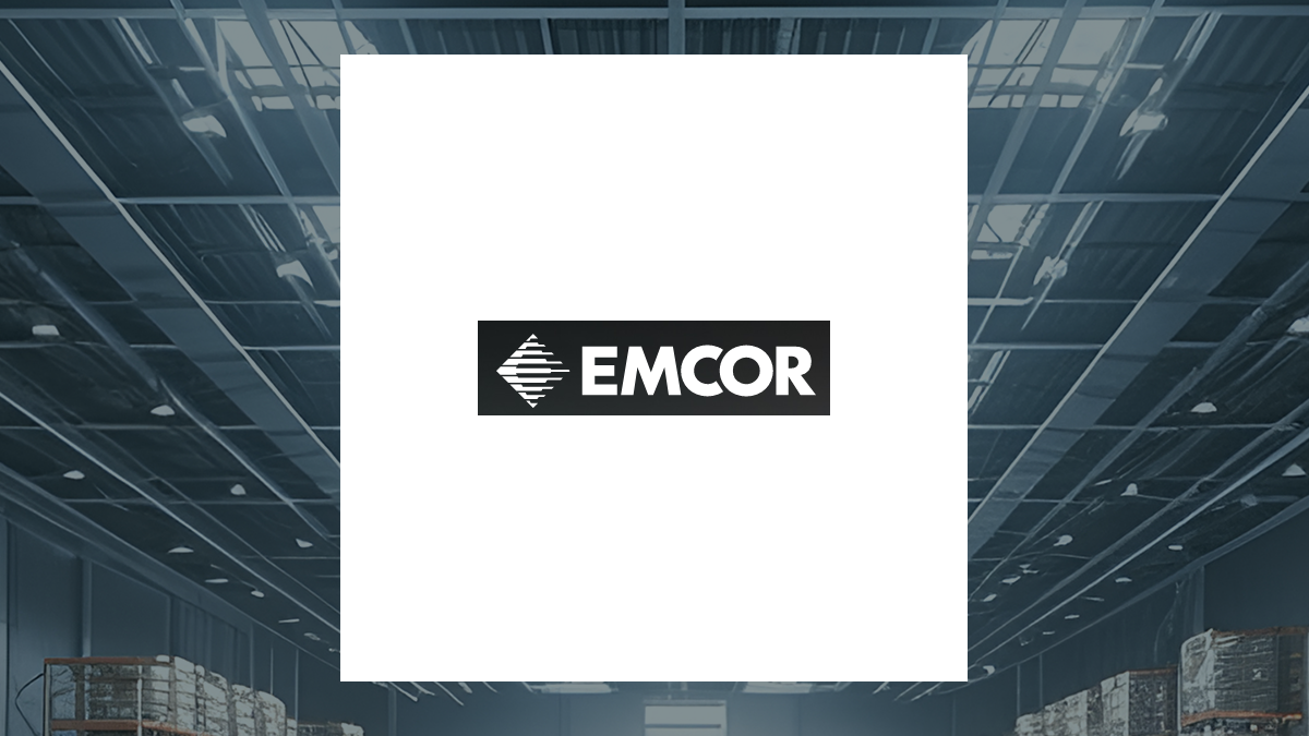 EMCOR Group logo with Construction background