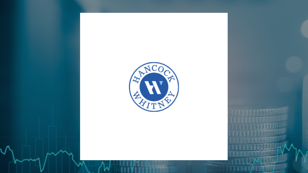 Hancock Whitney logo with Finance background
