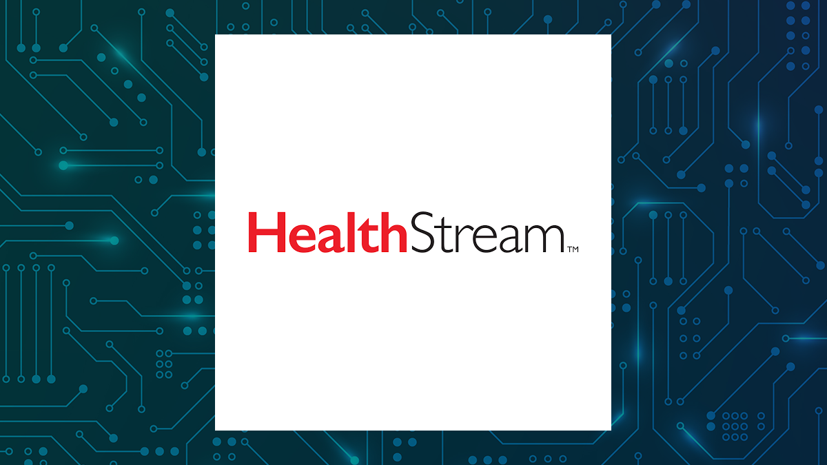 HealthStream logo with Computer and Technology background